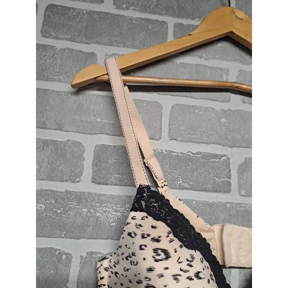 MAIDENFORM T-SHIRT BRA SMARTZONE CUPS BEIGE LEOPARD PRINT‎ MODEL 09404 SIZE 36DD